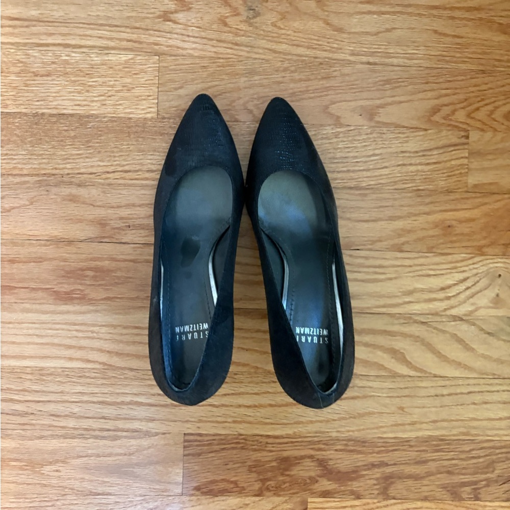 Stuart Weitzman Black Pointed Toe Heels
